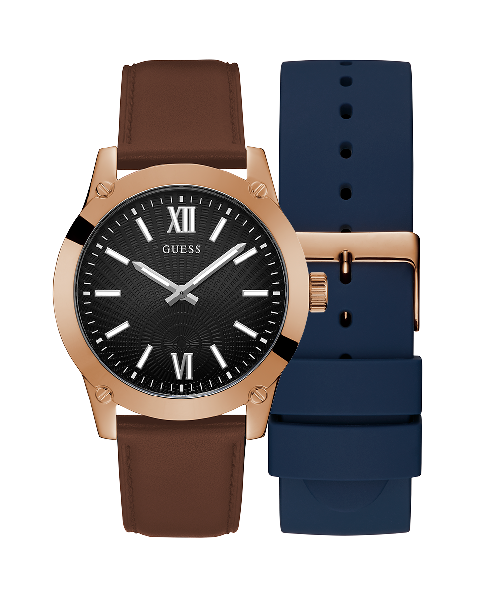 GUESS Mens Rose Gold Tone Analog Watch Box Set