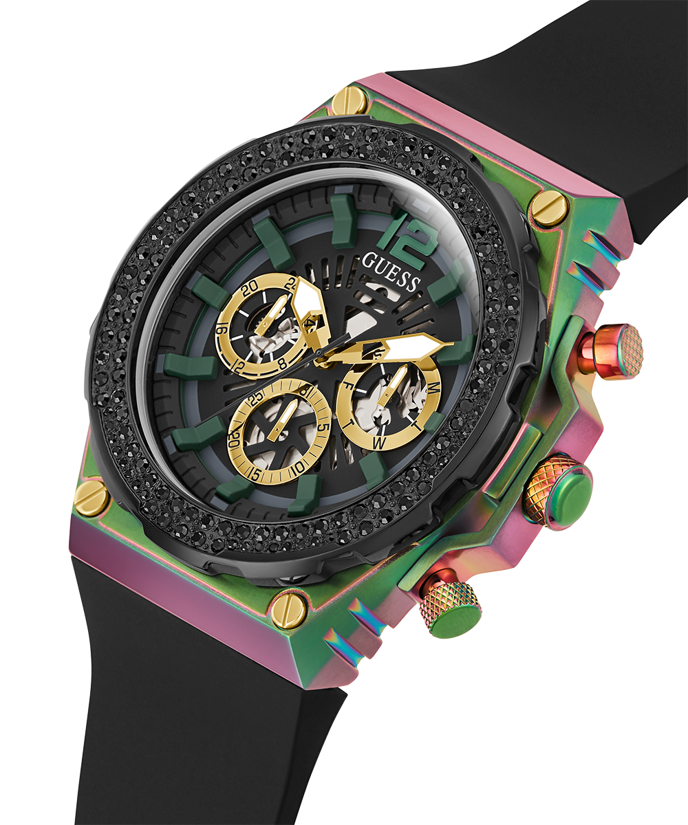 GUESS Mens Black 2-Tone Multi-function Watch