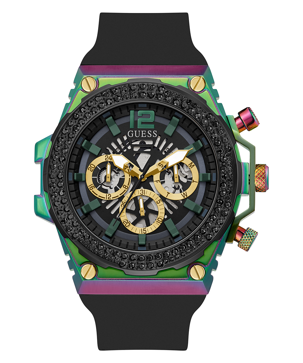 GUESS Mens Black 2-Tone Multi-function Watch