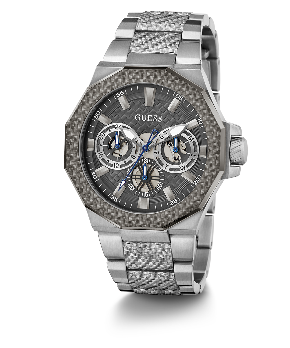 GUESS Mens Silver Tone 2-Tone Multi-function Watch