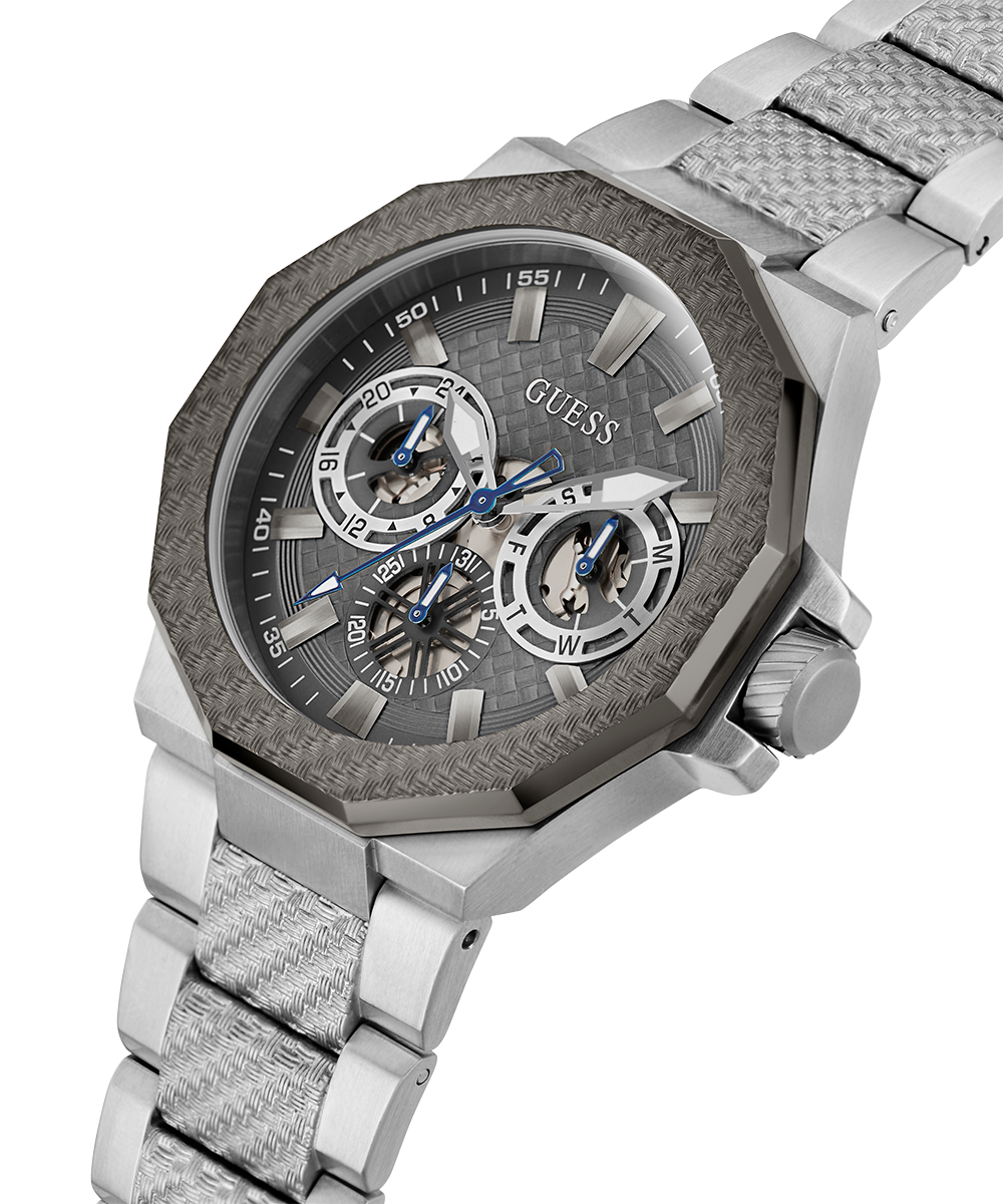 GUESS Mens Silver Tone 2-Tone Multi-function Watch