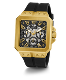 GUESS Mens Black Gold Tone Multi-function Watch