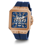 GUESS Mens Blue Rose Gold Tone Multi-function Watch