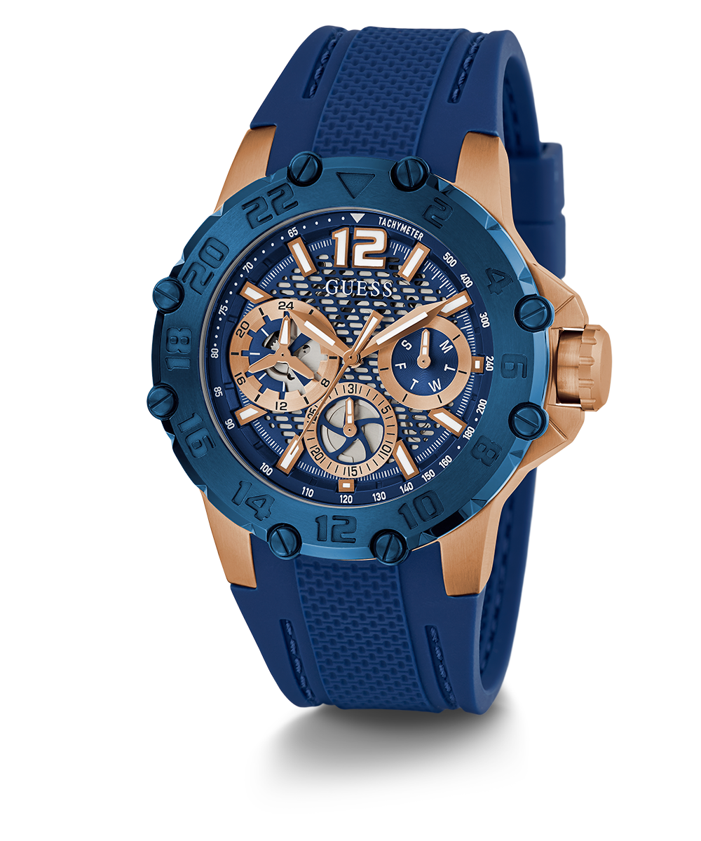 GUESS Mens Blue 2-Tone Multi-function Watch