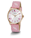 GUESS Ladies Pink Rose Gold Tone Analog Watch