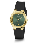 GUESS Ladies Black Gold Tone Analog Watch