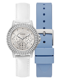 GUESS Ladies Silver Tone Multi-function Watch Box Set