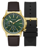 GUESS Mens Gold Tone Multi-function Watch Box Set