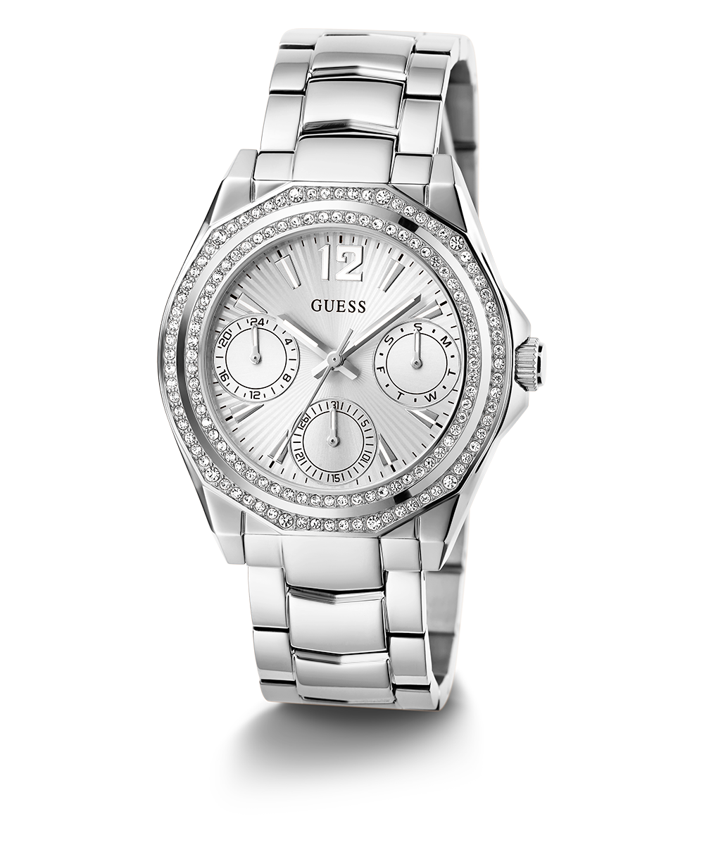 GUESS Ladies Silver Tone Multi-function Watch