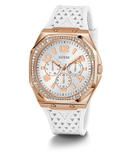 GUESS Ladies White Rose Gold Tone Multi-function Watch