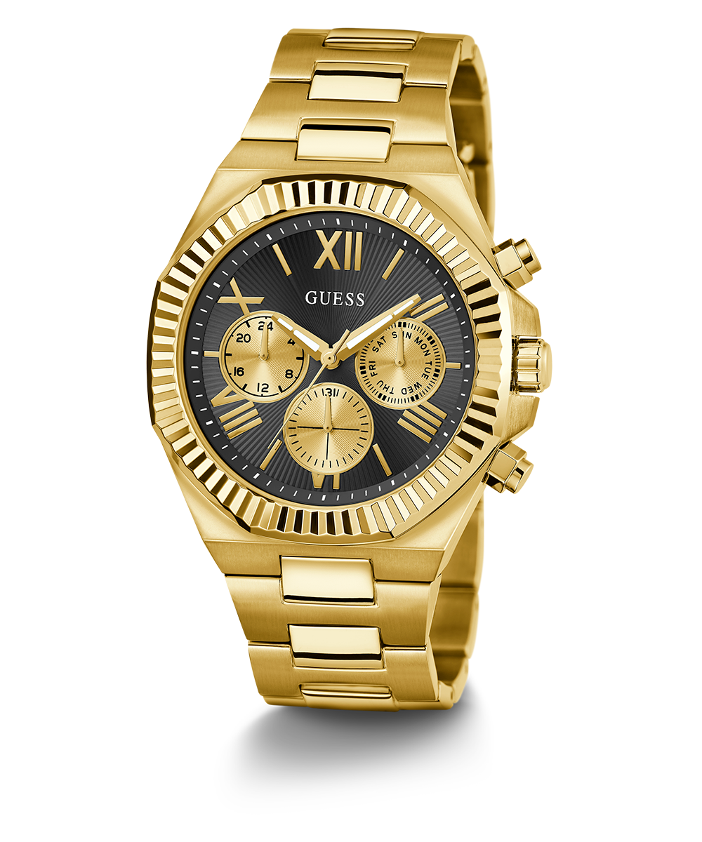 GUESS Equity Mens Gold Tone Multi-function Watch