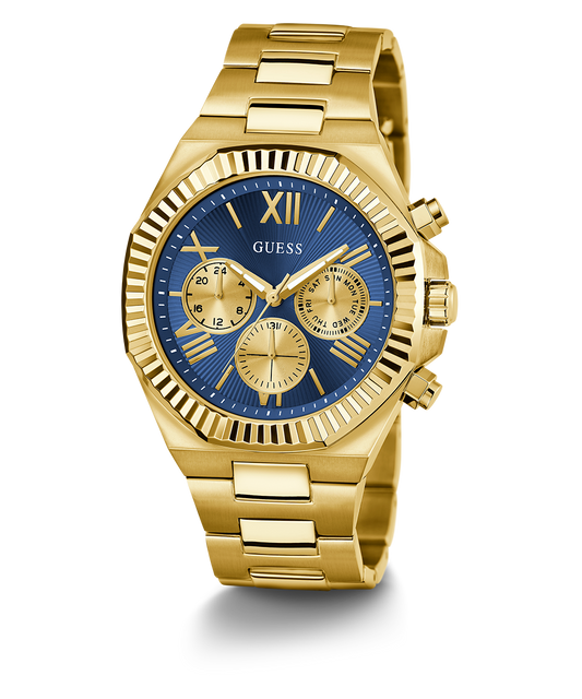 GUESS Equity Mens Gold Tone Multi-function Watch