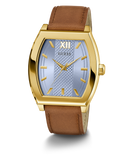 GUESS Mens Brown Gold Tone Analog Watch