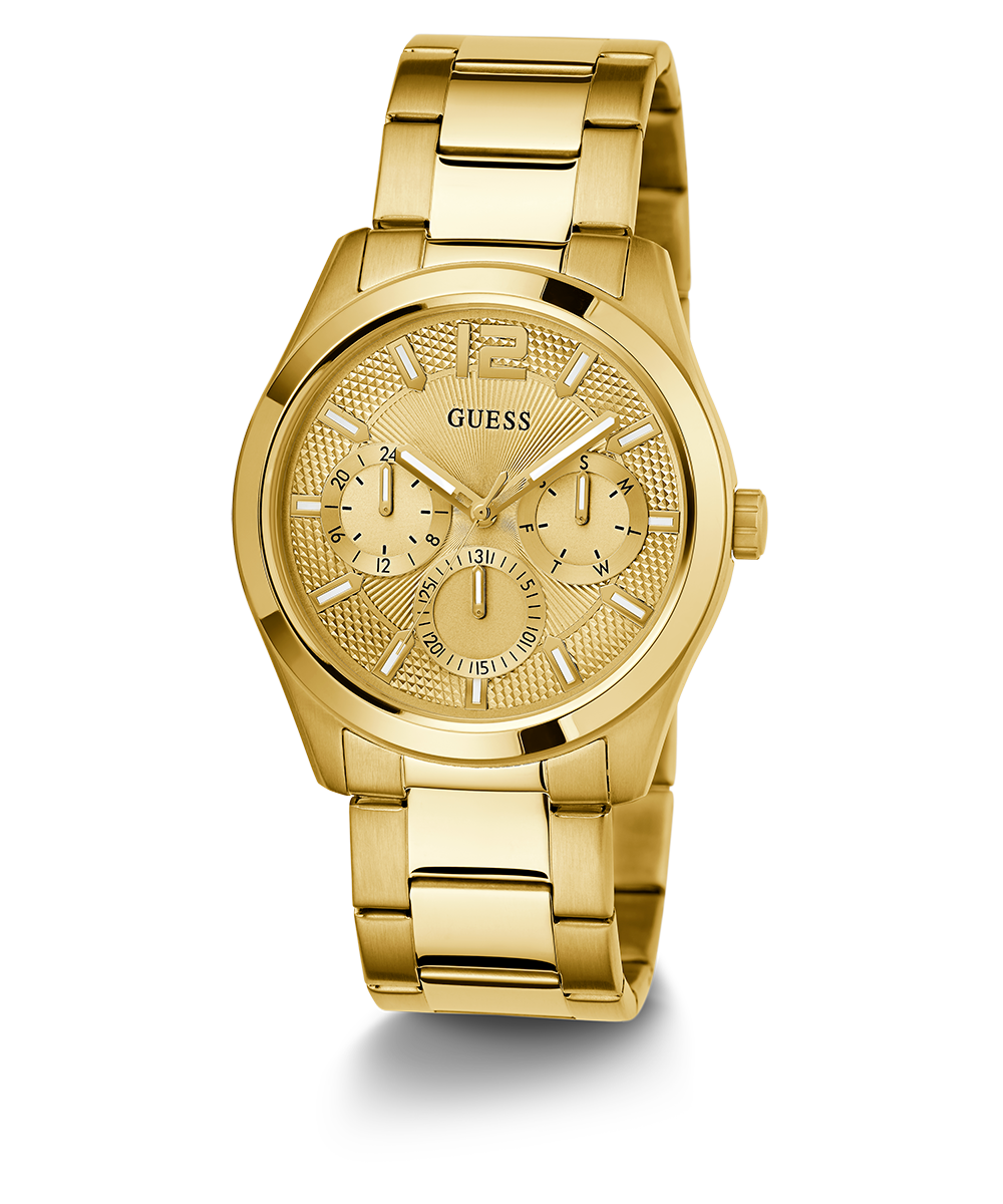 GUESS Mens Gold Tone Multi-function Watch