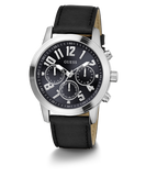 GUESS Mens Black Silver Tone Multi-function Watch