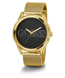 GUESS Mens Black Gold Tone Analog Watch