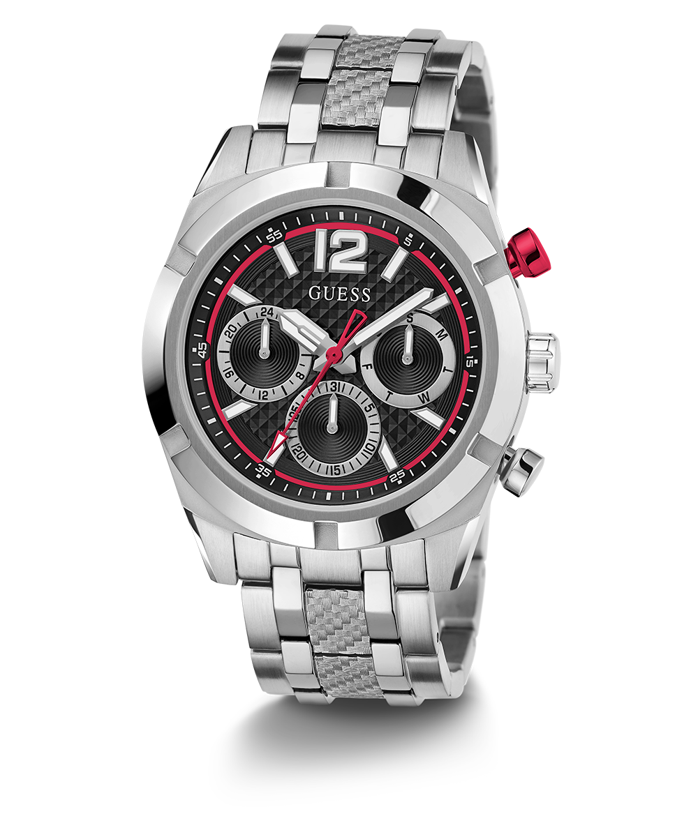 GUESS Mens Silver Tone Multi-function Watch