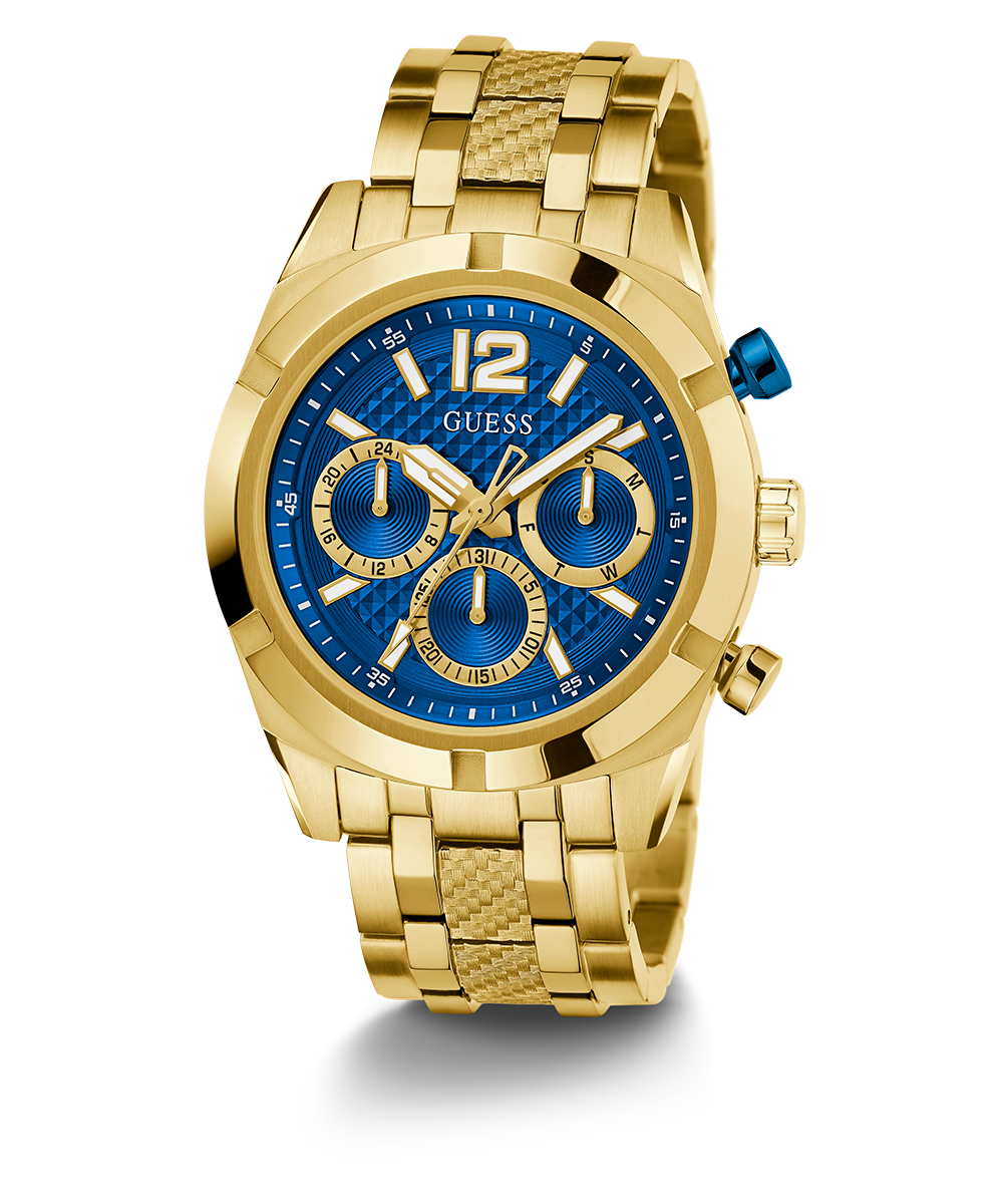 GUESS Mens Gold Tone Multi-function Watch