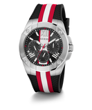 GUESS Mens Black Silver Tone Multi-function Watch