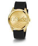 GUESS Mens Black Gold Tone Analog Watch