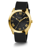 GUESS Mens Black Gold Tone Analog Watch