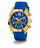 GUESS Mens Blue Gold Tone Multi-function Watch