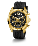 GUESS Mens Black Gold Tone Multi-function Watch