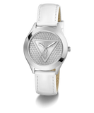 GUESS Ladies White Silver Tone Analog Watch