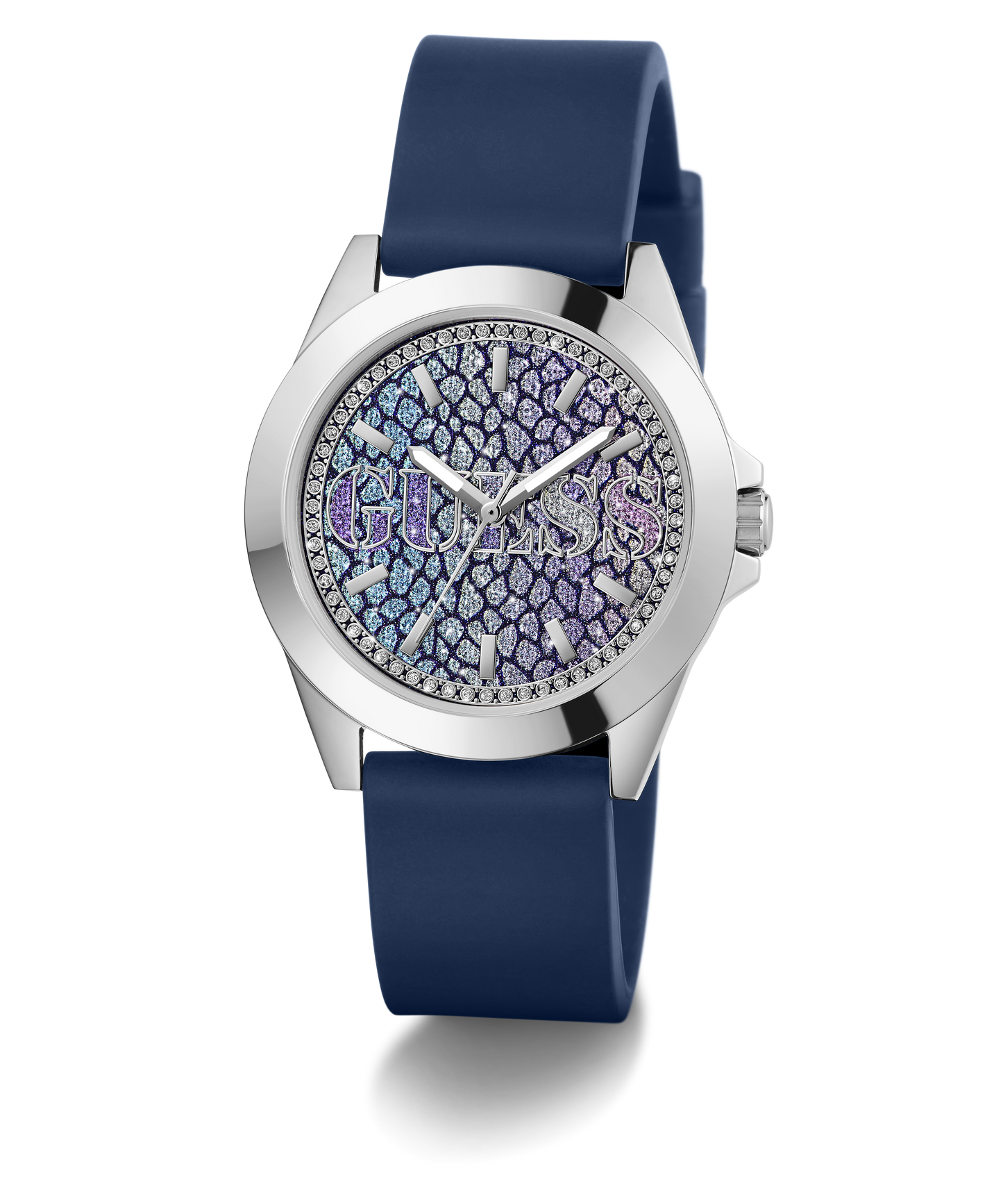 GUESS Ladies Blue Silver Tone Analog Watch
