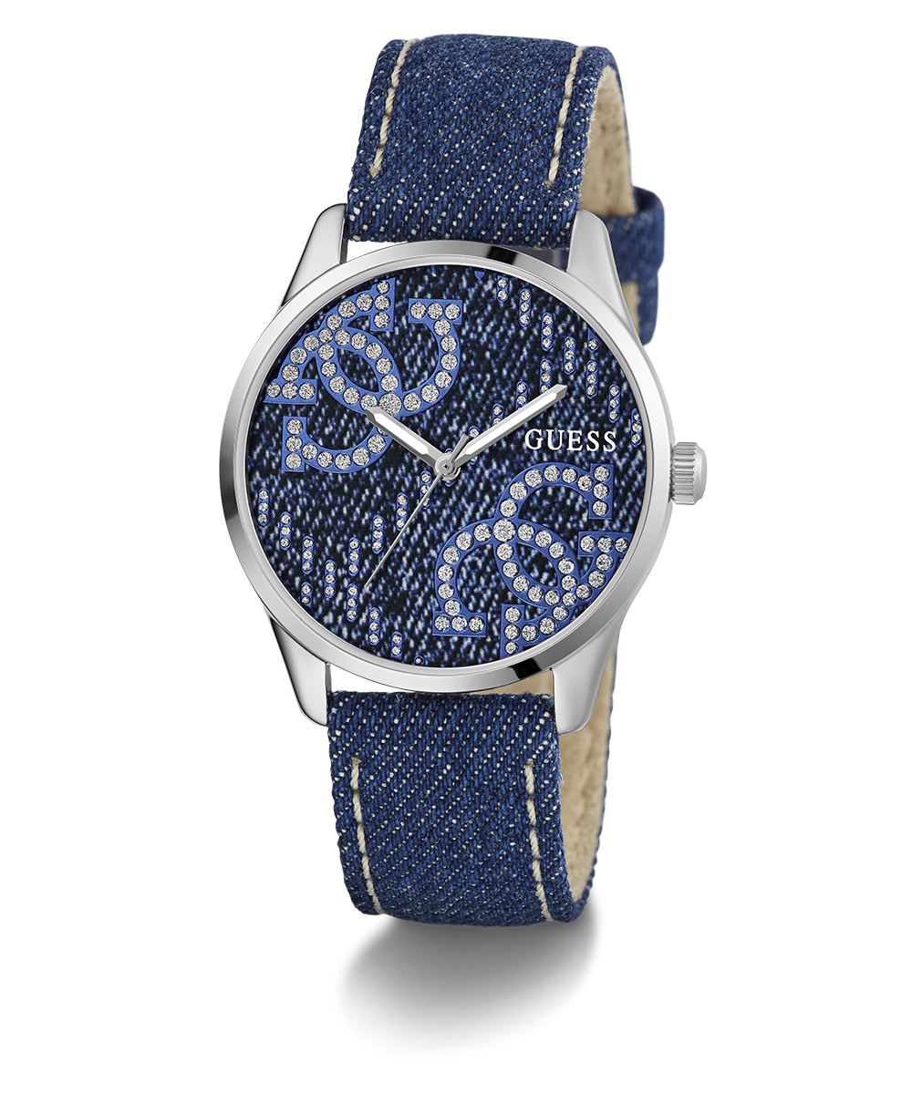GUESS Ladies Blue Silver Tone Analog Watch