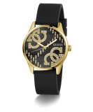 GUESS Ladies Black Gold Tone Analog Watch