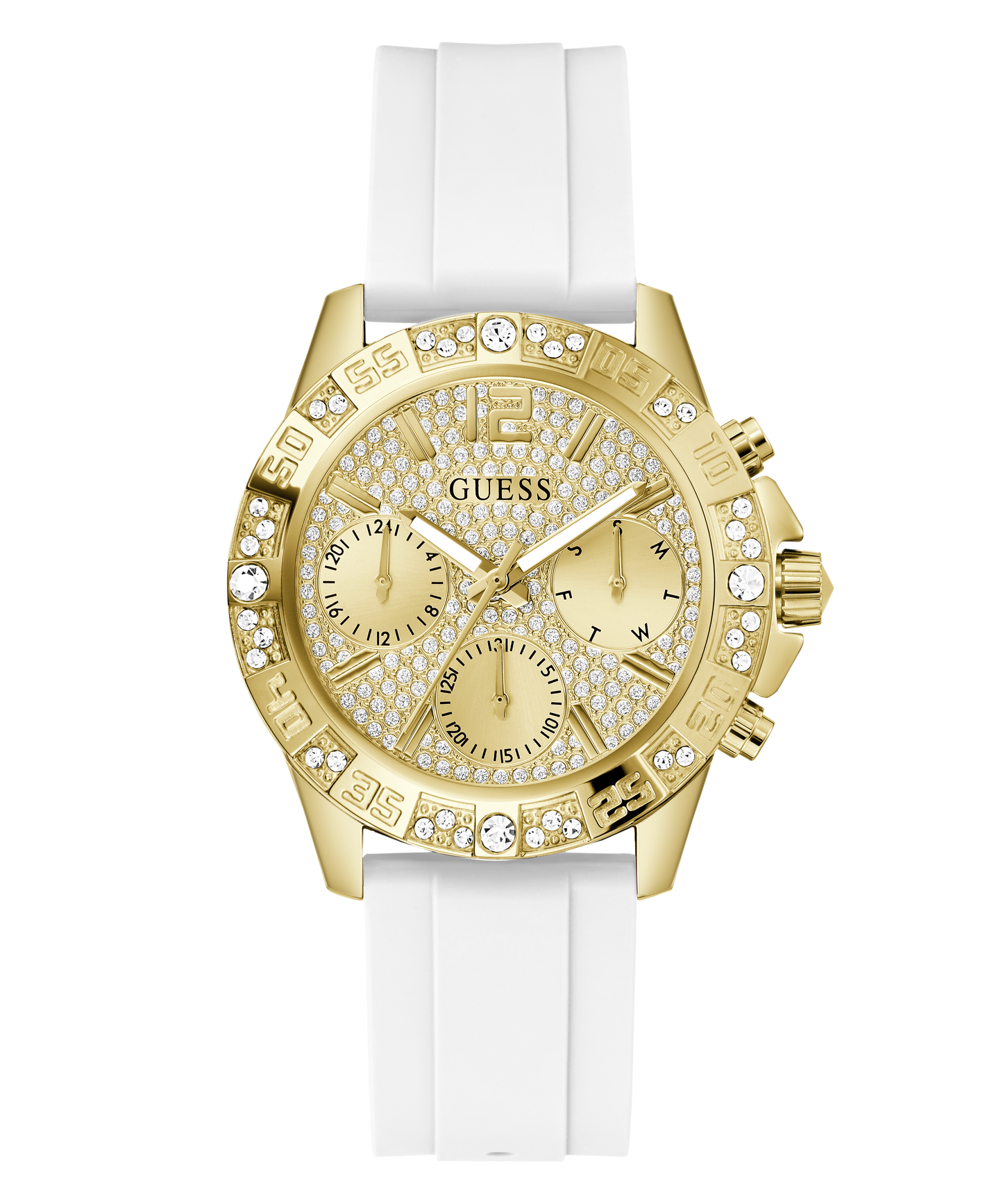 GUESS Ladies White Gold Tone Multi-function Watch