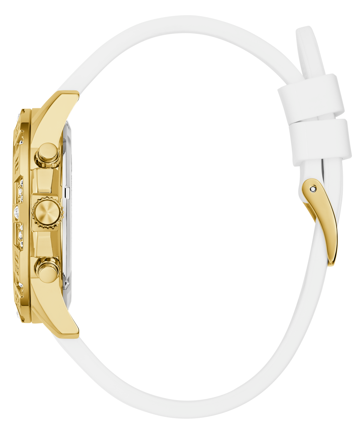 GUESS Ladies White Gold Tone Multi-function Watch