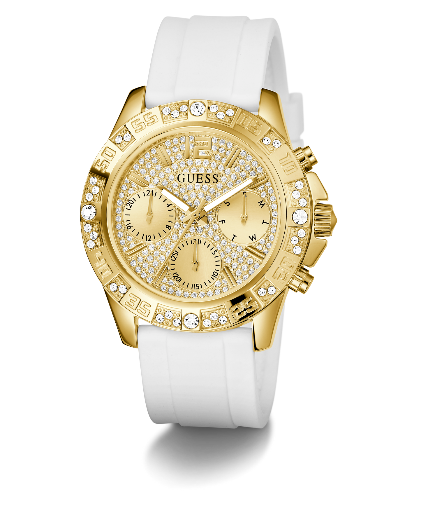GUESS Ladies White Gold Tone Multi-function Watch