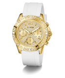 GUESS Ladies White Gold Tone Multi-function Watch