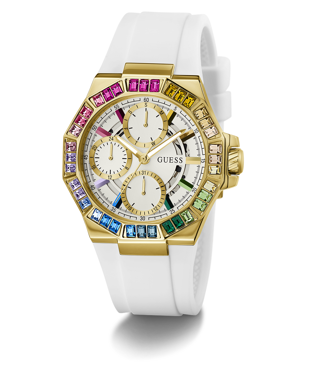 GUESS Ladies White Gold Tone Multi-function Watch