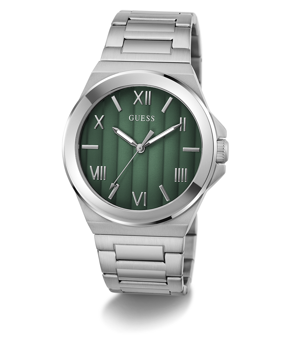 GUESS Mens Silver Tone Analog Watch