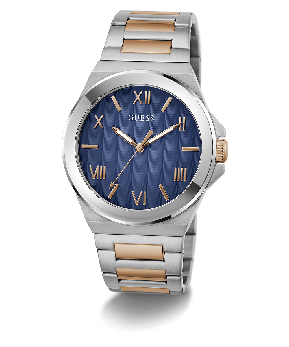 GUESS Mens 2-Tone Silver Tone Analog Watch