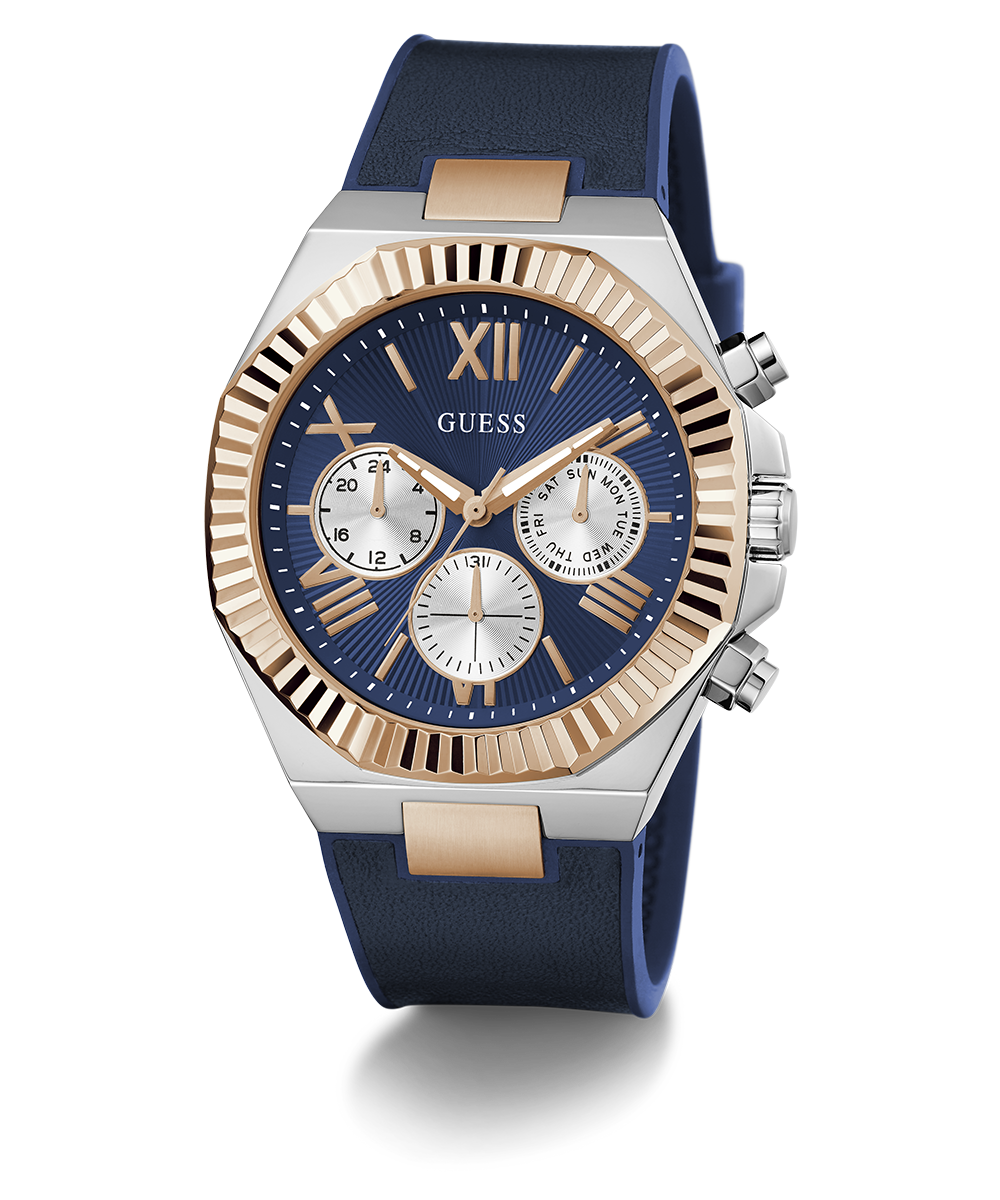 GUESS Mens Blue 2-Tone Multi-function Watch