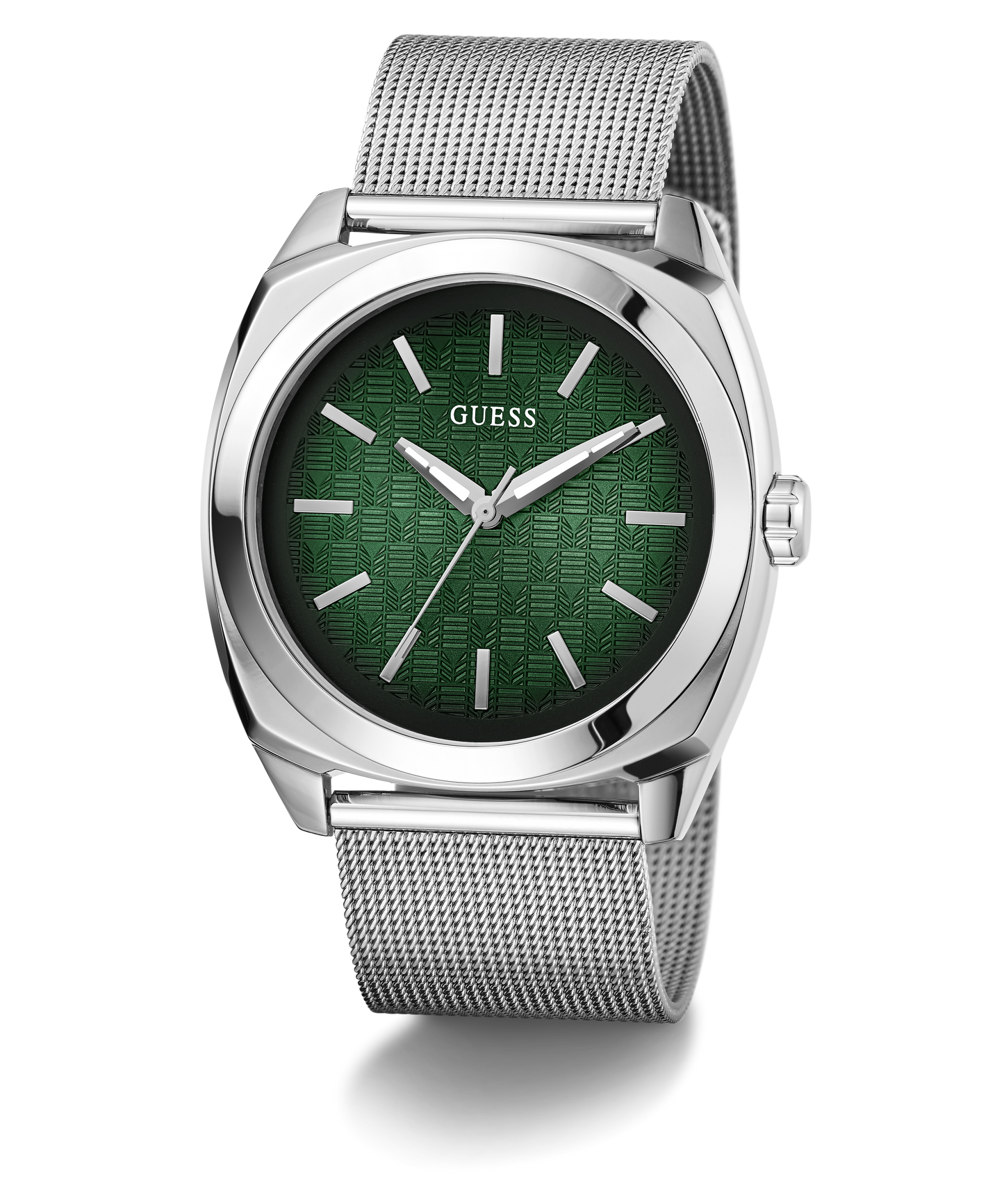 GUESS Mens Silver Tone Analog Watch
