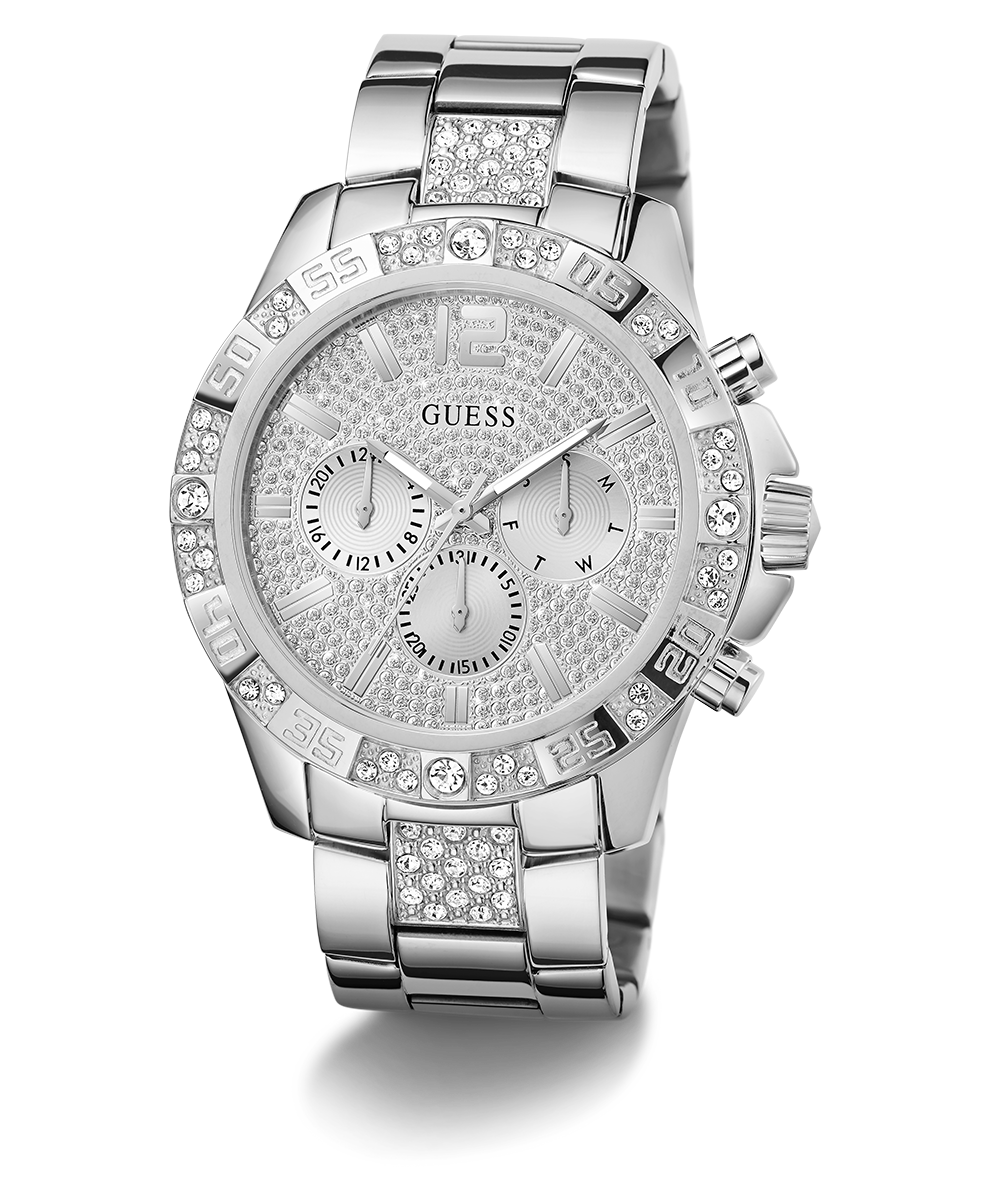 GUESS Mens Silver Tone Multi-function Watch