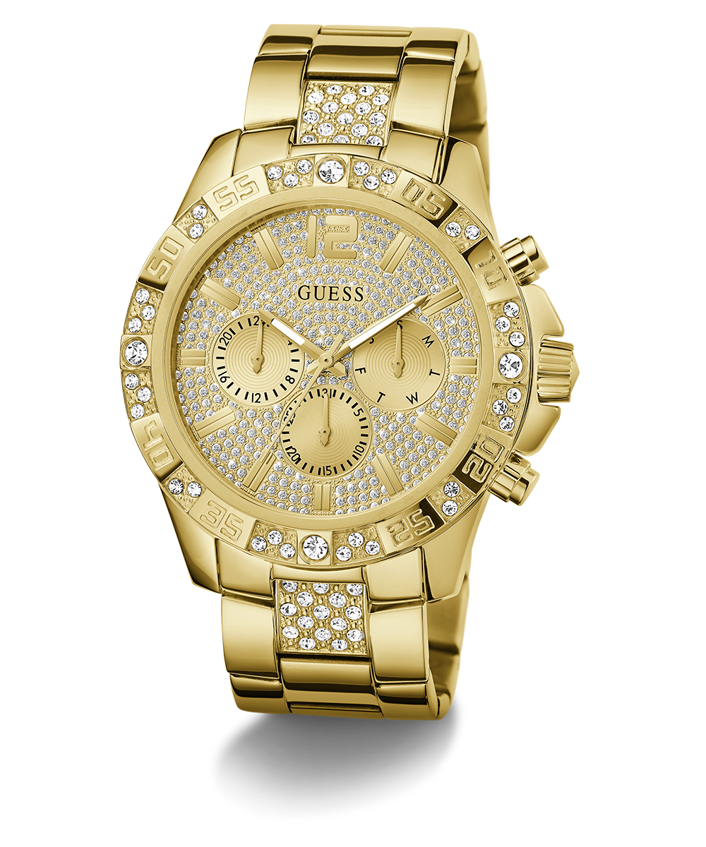 GUESS Mens Gold Tone Multi-function Watch