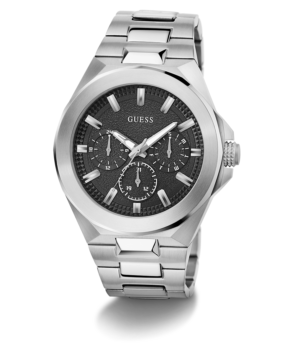 GUESS Mens Silver Tone Multi-function Watch