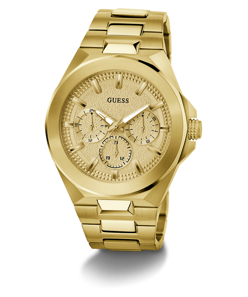 GUESS Mens Gold Tone Multi-function Watch