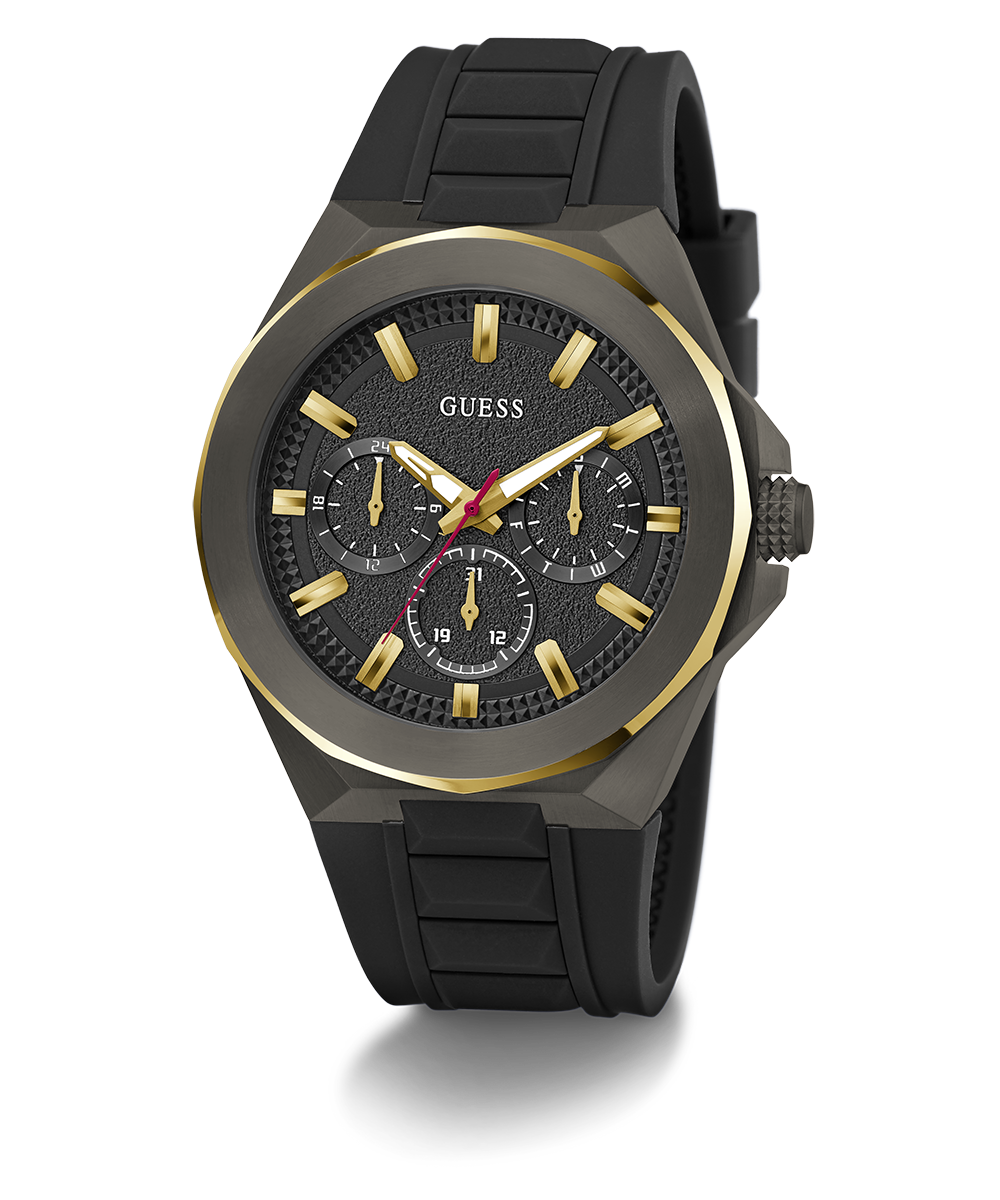 GUESS Mens Black 2-Tone Multi-function Watch