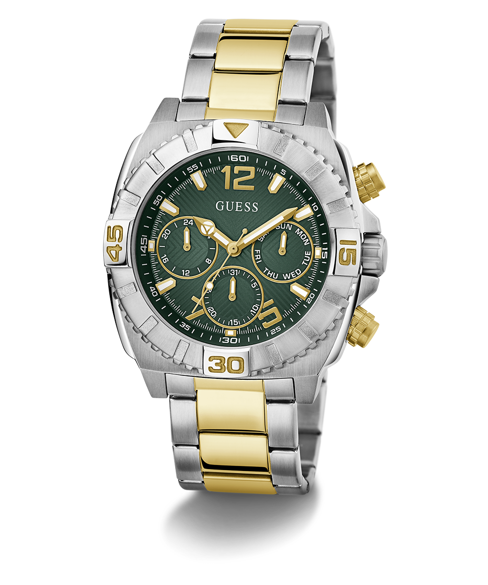 GUESS Mens 2-Tone Silver Tone Multi-function Watch