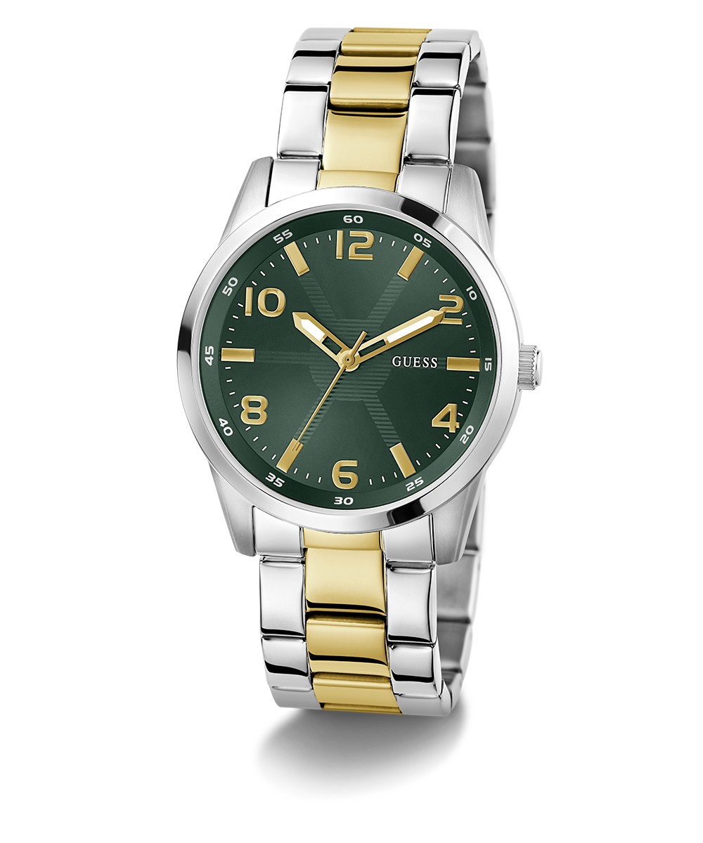 GUESS Mens 2-Tone Silver Tone Analog Watch