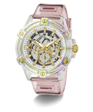 GUESS Mens Pink Clear Multi-function Watch