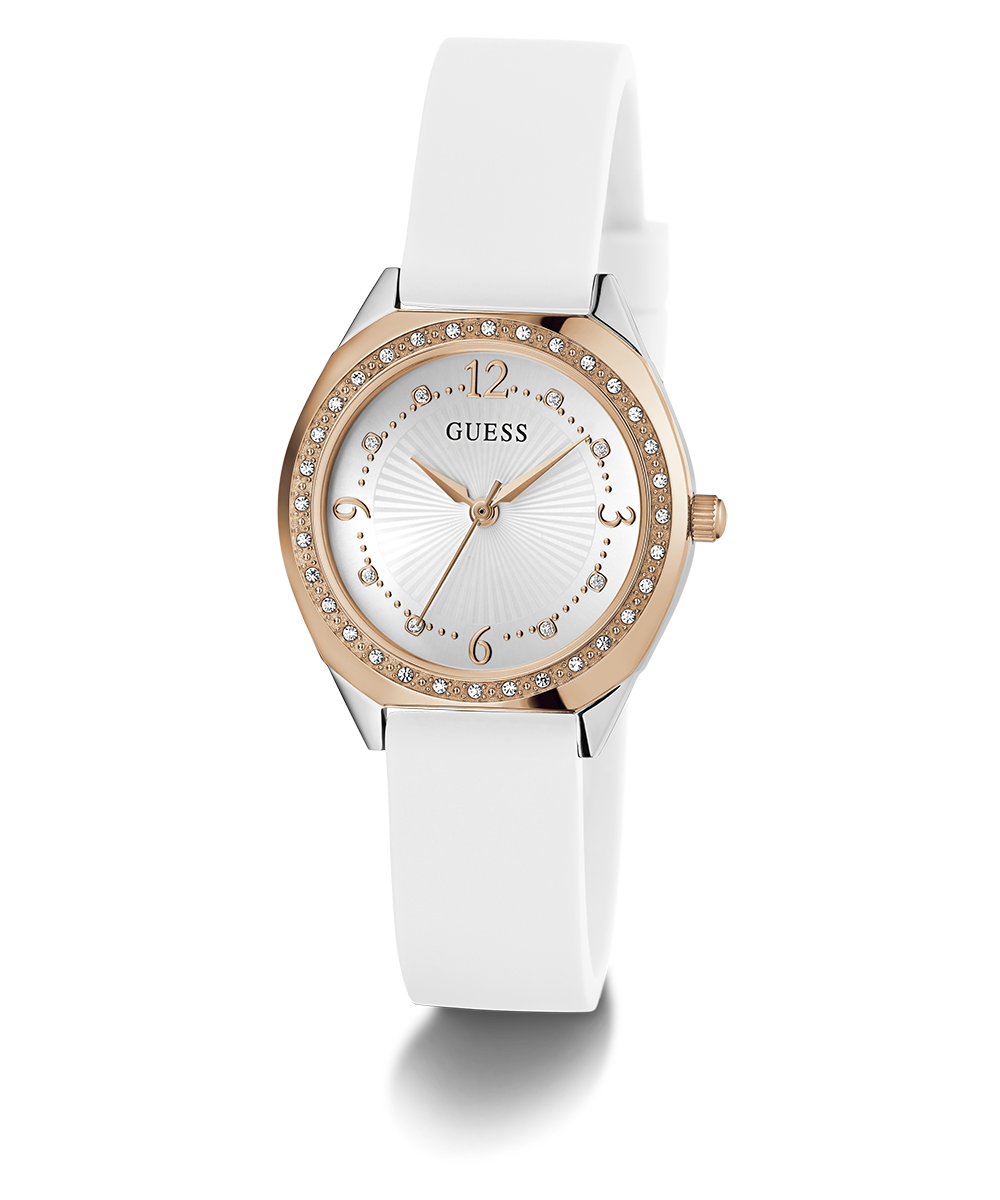 GUESS Ladies White 2-Tone Analog Watch