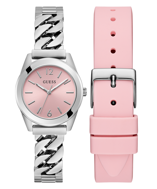 GUESS Ladies Silver Tone Analog Watch Box Set